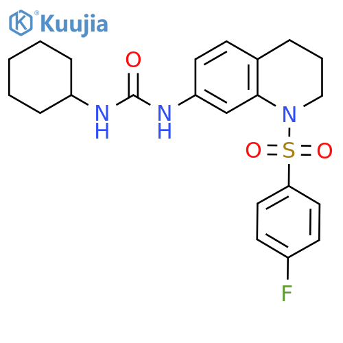 1-cyclohexyl-3-1-(4-fluorobenzenesulfonyl)-1,2,3,4-tetrahydroquinolin-7-ylurea structure