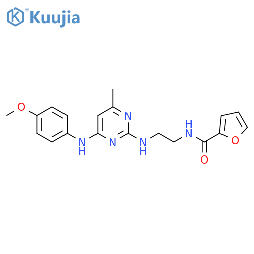 N-2-({4-(4-methoxyphenyl)amino-6-methylpyrimidin-2-yl}amino)ethylfuran-2-carboxamide structure