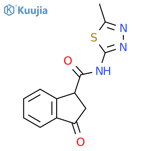 N-(5-methyl-1,3,4-thiadiazol-2-yl)-3-oxo-2,3-dihydro-1H-indene-1-carboxamide structure