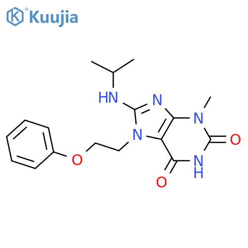 3-methyl-7-(2-phenoxyethyl)-8-(propan-2-yl)amino-2,3,6,7-tetrahydro-1H-purine-2,6-dione structure