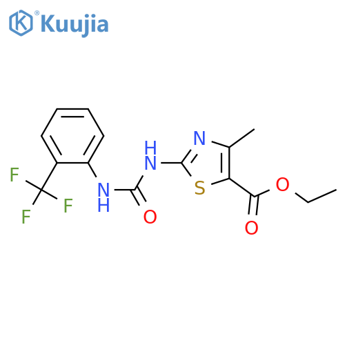ethyl 4-methyl-2-({2-(trifluoromethyl)phenylcarbamoyl}amino)-1,3-thiazole-5-carboxylate structure