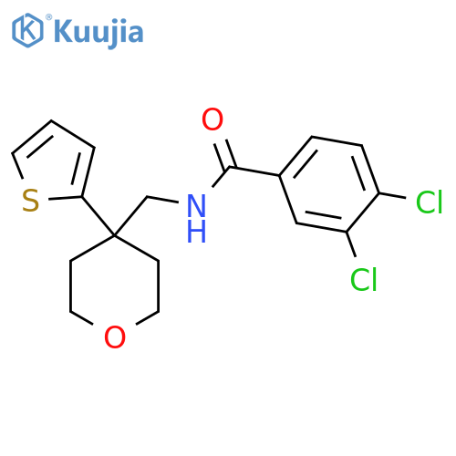 3,4-dichloro-N-{4-(thiophen-2-yl)oxan-4-ylmethyl}benzamide structure