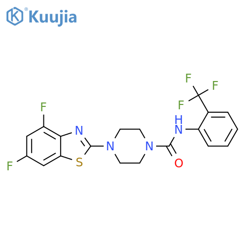 4-(4,6-difluoro-1,3-benzothiazol-2-yl)-N-[2-(trifluoromethyl)phenyl]piperazine-1-carboxamide structure