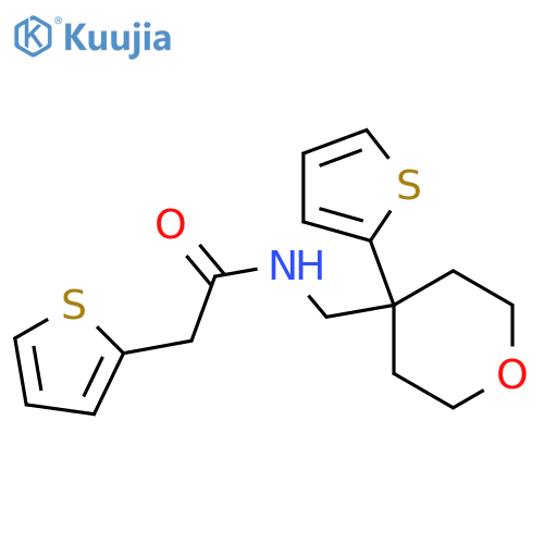 2-(thiophen-2-yl)-N-{4-(thiophen-2-yl)oxan-4-ylmethyl}acetamide structure