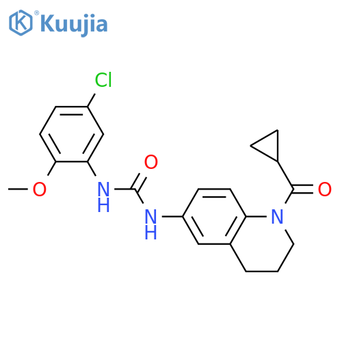 1-(5-chloro-2-methoxyphenyl)-3-(1-cyclopropanecarbonyl-1,2,3,4-tetrahydroquinolin-6-yl)urea structure