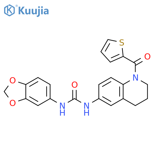 3-(2H-1,3-benzodioxol-5-yl)-1-1-(thiophene-2-carbonyl)-1,2,3,4-tetrahydroquinolin-6-ylurea structure