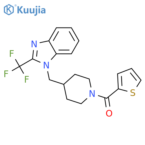 1-{1-(thiophene-2-carbonyl)piperidin-4-ylmethyl}-2-(trifluoromethyl)-1H-1,3-benzodiazole structure