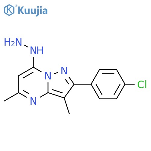 2-(4-chlorophenyl)-7-hydrazinyl-3,5-dimethylpyrazolo[1,5-a]pyrimidine structure