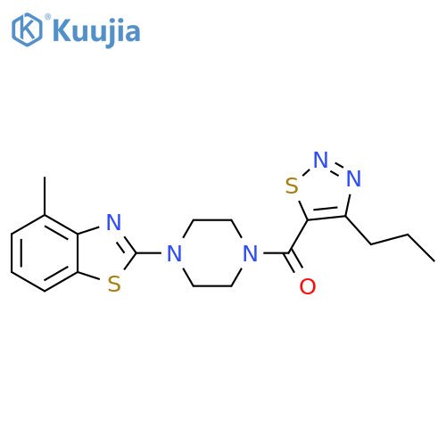 4-methyl-2-4-(4-propyl-1,2,3-thiadiazole-5-carbonyl)piperazin-1-yl-1,3-benzothiazole structure
