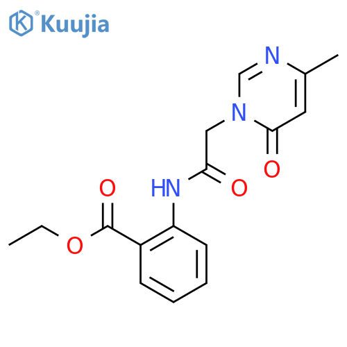 ethyl 2-2-(4-methyl-6-oxo-1,6-dihydropyrimidin-1-yl)acetamidobenzoate structure