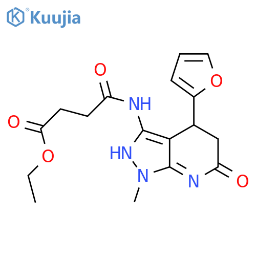 ethyl 3-{[4-(furan-2-yl)-1-methyl-6-oxo-1H,4H,5H,6H,7H-pyrazolo[3,4-b]pyridin-3-yl]carbamoyl}propanoate structure