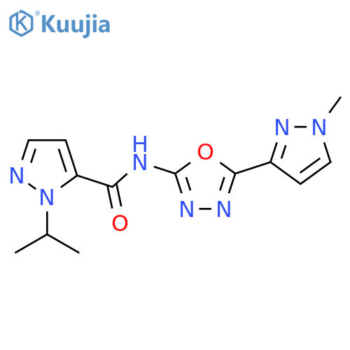 N-5-(1-methyl-1H-pyrazol-3-yl)-1,3,4-oxadiazol-2-yl-1-(propan-2-yl)-1H-pyrazole-5-carboxamide structure