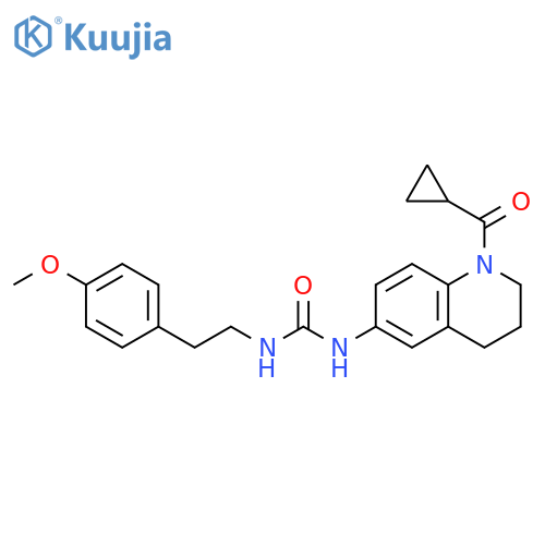 3-(1-cyclopropanecarbonyl-1,2,3,4-tetrahydroquinolin-6-yl)-1-2-(4-methoxyphenyl)ethylurea structure