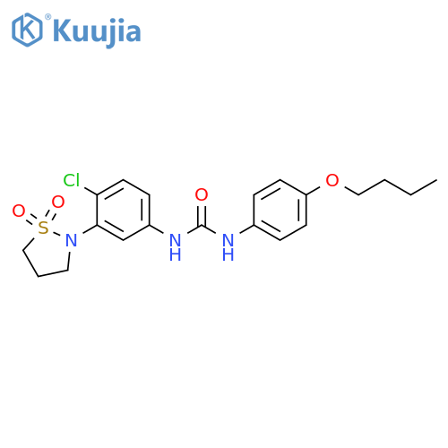 1-(4-butoxyphenyl)-3-4-chloro-3-(1,1-dioxo-1lambda6,2-thiazolidin-2-yl)phenylurea structure