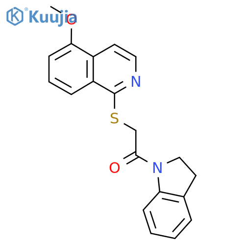 1-(2,3-dihydro-1H-indol-1-yl)-2-(5-methoxyisoquinolin-1-yl)sulfanylethan-1-one structure