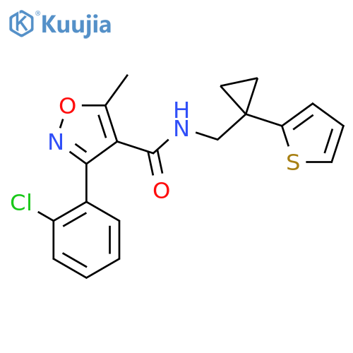 3-(2-chlorophenyl)-5-methyl-N-{1-(thiophen-2-yl)cyclopropylmethyl}-1,2-oxazole-4-carboxamide structure