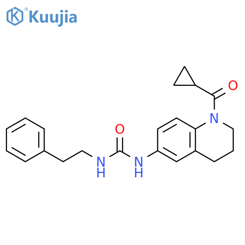 3-(1-cyclopropanecarbonyl-1,2,3,4-tetrahydroquinolin-6-yl)-1-(2-phenylethyl)urea structure