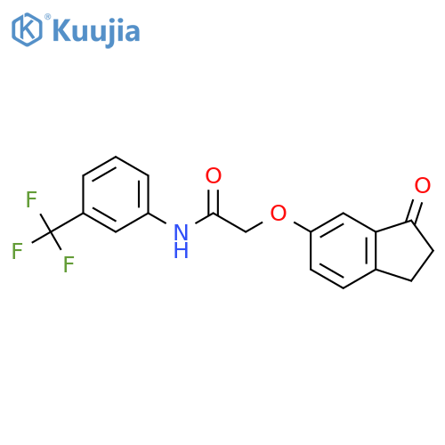 2-((3-oxo-2,3-dihydro-1H-inden-5-yl)oxy)-N-(3-(trifluoromethyl)phenyl)acetamide structure