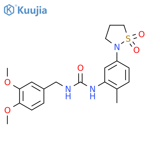1-(3,4-dimethoxyphenyl)methyl-3-5-(1,1-dioxo-1lambda6,2-thiazolidin-2-yl)-2-methylphenylurea structure