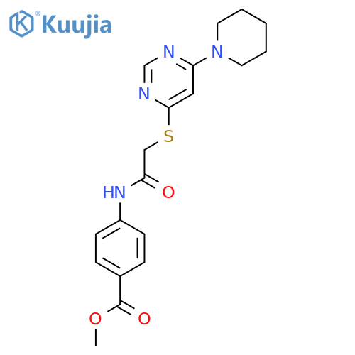 methyl 4-(2-{6-(piperidin-1-yl)pyrimidin-4-ylsulfanyl}acetamido)benzoate structure