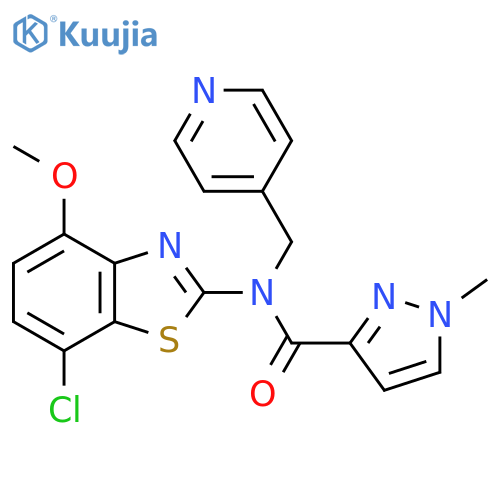 N-(7-chloro-4-methoxy-1,3-benzothiazol-2-yl)-1-methyl-N-(pyridin-4-yl)methyl-1H-pyrazole-3-carboxamide structure