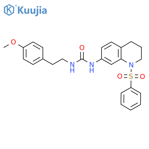 3-1-(benzenesulfonyl)-1,2,3,4-tetrahydroquinolin-7-yl-1-2-(4-methoxyphenyl)ethylurea structure