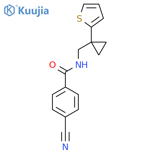 4-cyano-N-{1-(thiophen-2-yl)cyclopropylmethyl}benzamide structure