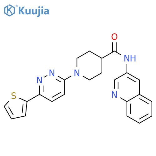 N-(quinolin-3-yl)-1-6-(thiophen-2-yl)pyridazin-3-ylpiperidine-4-carboxamide structure