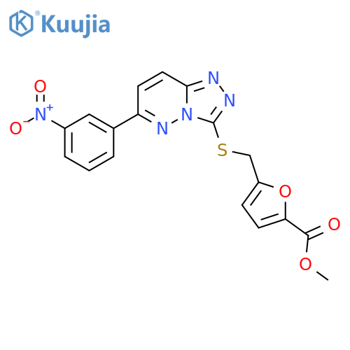 methyl 5-({6-(3-nitrophenyl)-1,2,4triazolo4,3-bpyridazin-3-ylsulfanyl}methyl)furan-2-carboxylate structure