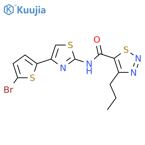 N-4-(5-bromothiophen-2-yl)-1,3-thiazol-2-yl-4-propyl-1,2,3-thiadiazole-5-carboxamide structure