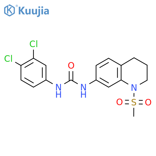 1-(3,4-dichlorophenyl)-3-(1-methanesulfonyl-1,2,3,4-tetrahydroquinolin-7-yl)urea structure