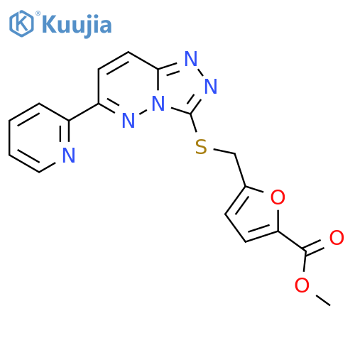 methyl 5-({[6-(pyridin-2-yl)-[1,2,4]triazolo[4,3-b]pyridazin-3-yl]sulfanyl}methyl)furan-2-carboxylate structure