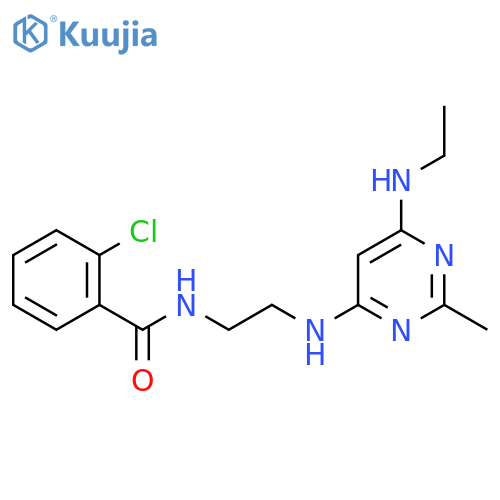 2-chloro-N-(2-{[6-(ethylamino)-2-methylpyrimidin-4-yl]amino}ethyl)benzamide structure