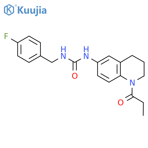 1-(4-fluorophenyl)methyl-3-(1-propanoyl-1,2,3,4-tetrahydroquinolin-6-yl)urea structure
