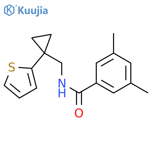 3,5-dimethyl-N-{1-(thiophen-2-yl)cyclopropylmethyl}benzamide structure