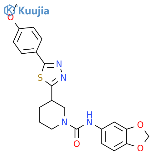 N-(2H-1,3-benzodioxol-5-yl)-3-5-(4-methoxyphenyl)-1,3,4-thiadiazol-2-ylpiperidine-1-carboxamide structure