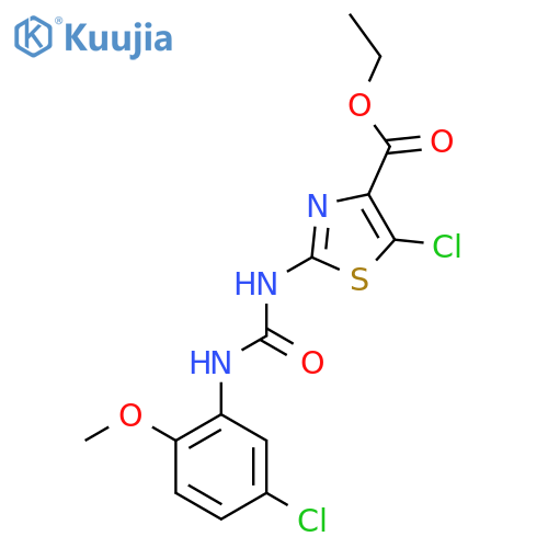 ethyl 5-chloro-2-{(5-chloro-2-methoxyphenyl)carbamoylamino}-1,3-thiazole-4-carboxylate structure