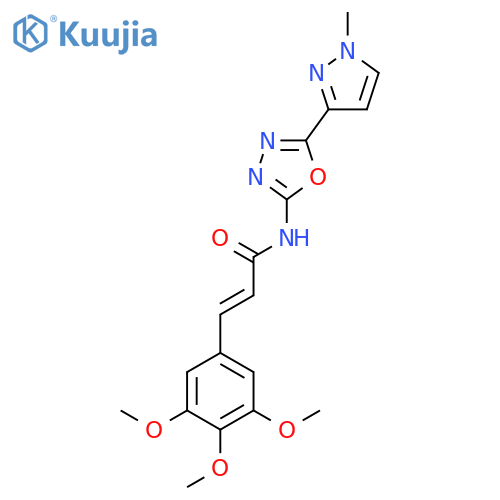 (2E)-N-5-(1-methyl-1H-pyrazol-3-yl)-1,3,4-oxadiazol-2-yl-3-(3,4,5-trimethoxyphenyl)prop-2-enamide structure
