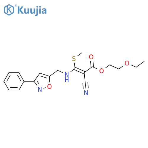 2-Propenoic acid, 2-cyano-3-(methylthio)-3-[[(3-phenyl-5-isoxazolyl)methyl]amino]-, 2-ethoxyethyl ester, (2E)- structure