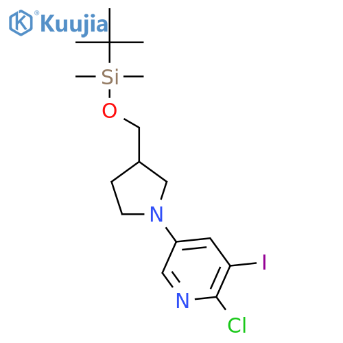 5-(3-((tert-Butyldimethylsilyloxy)methyl)pyrrolidin-1-yl)-2-chloro-3-iodopyridine structure