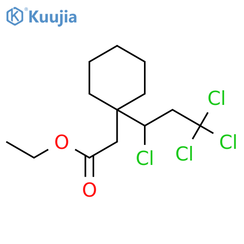 Cyclohexaneacetic acid, 1-(1,3,3,3-tetrachloropropyl)-, ethyl ester, (±)- structure