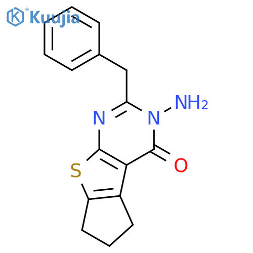 4H-Cyclopenta[4,5]thieno[2,3-d]pyrimidin-4-one,3-amino-3,5,6,7-tetrahydro-2-(phenylmethyl)- structure