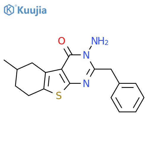 [1]Benzothieno[2,3-d]pyrimidin-4(3H)-one,3-amino-5,6,7,8-tetrahydro-6-methyl-2-(phenylmethyl)- structure