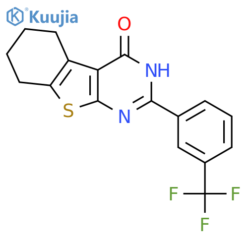 [1]Benzothieno[2,3-d]pyrimidin-4(1H)-one,5,6,7,8-tetrahydro-2-[3-(trifluoromethyl)phenyl]- structure