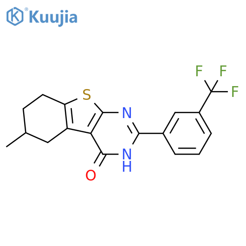 [1]Benzothieno[2,3-d]pyrimidin-4(1H)-one,5,6,7,8-tetrahydro-6-methyl-2-[3-(trifluoromethyl)phenyl]- structure