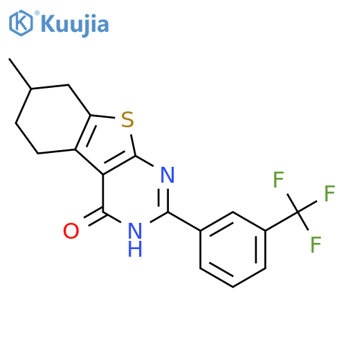 [1]Benzothieno[2,3-d]pyrimidin-4(1H)-one,5,6,7,8-tetrahydro-7-methyl-2-[3-(trifluoromethyl)phenyl]- structure