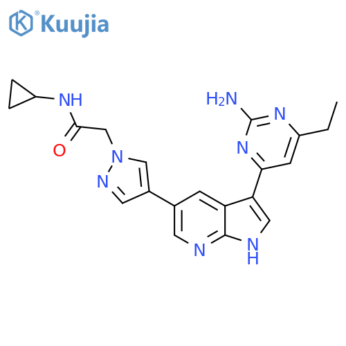 2-[4-[3-(2-Amino-6-ethylpyrimidin-4-yl)-1H-pyrrolo[2,3-b]pyridin-5-yl]pyrazol-1-yl]-N-cyclopropylacetamide structure