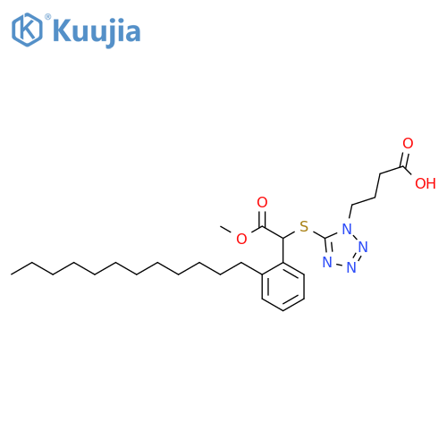 1H-Tetrazole-1-butanoic acid,5-[[1-(2-dodecylphenyl)-2-methoxy-2-oxoethyl]thio]- structure