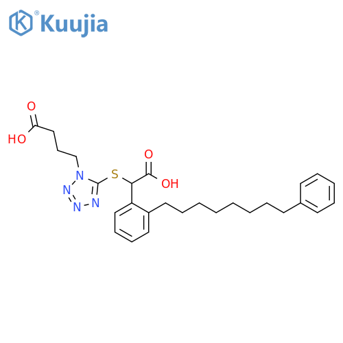 1H-Tetrazole-1-butanoic acid,5-[[carboxy[2-(8-phenyloctyl)phenyl]methyl]thio]- structure