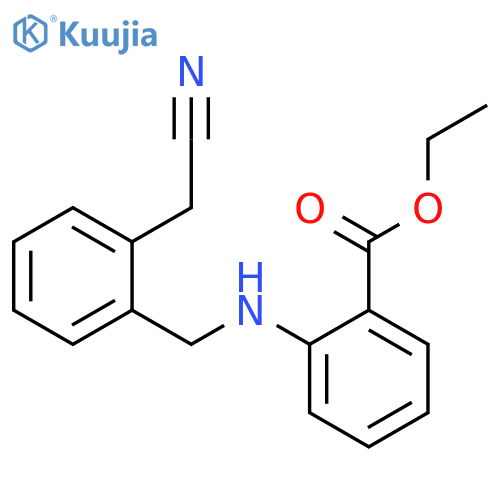 Benzoic acid, 2-[[[2-(cyanomethyl)phenyl]methyl]amino]-, ethyl ester structure